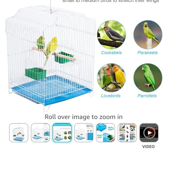 Small bird travel cage with blue plastic removable tray - Picture 5 of 8